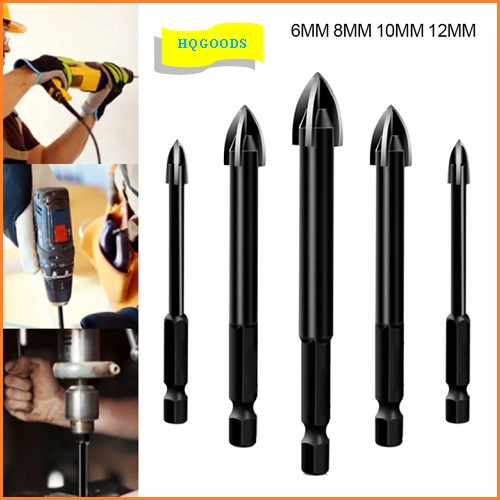 Bộ 4 mũi khoan đa năng 4 cạnh chuôi lục giác khoan gạch men, kính xây dựng, gỗ, nhôm, bê tông đường kính 6/8/10/12mm