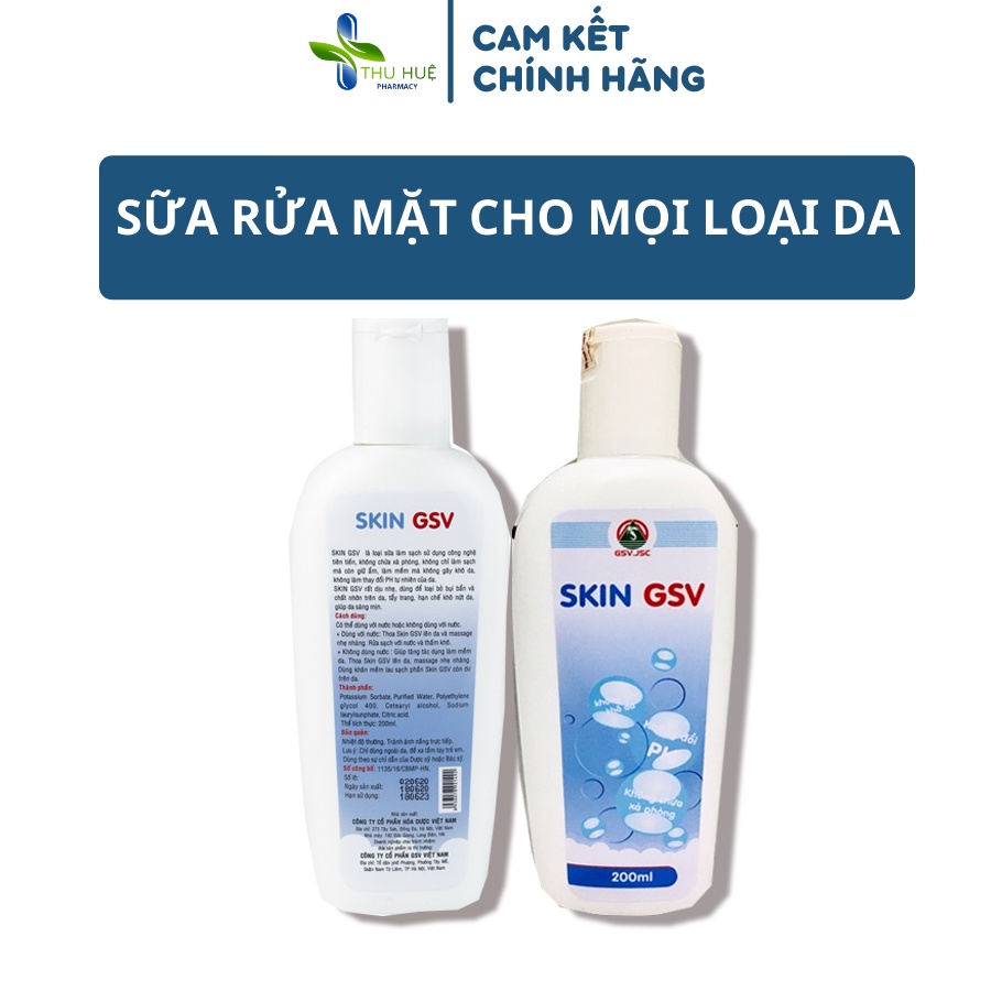 Sữa Rửa Mặt Skin GSV 200ml Chính Hãng, Làm Sạch Sâu, Loại Bỏ Bụi Bẩn Và Chất Nhờn, Review Tốt Trên Shopee