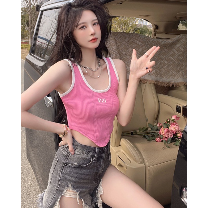 Cocory vn Áo Croptop Dệt Kim Thiết Kế Lệch Vai 7 Màu Sắc Lựa Chọn Thời Trang Mùa Hè Quyến Rũ Cho Nữ