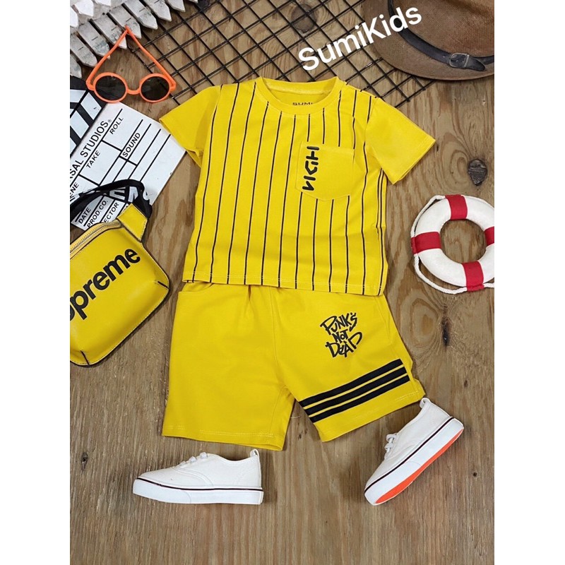 Sumikid chào bộ thun in sọc cho bé trai