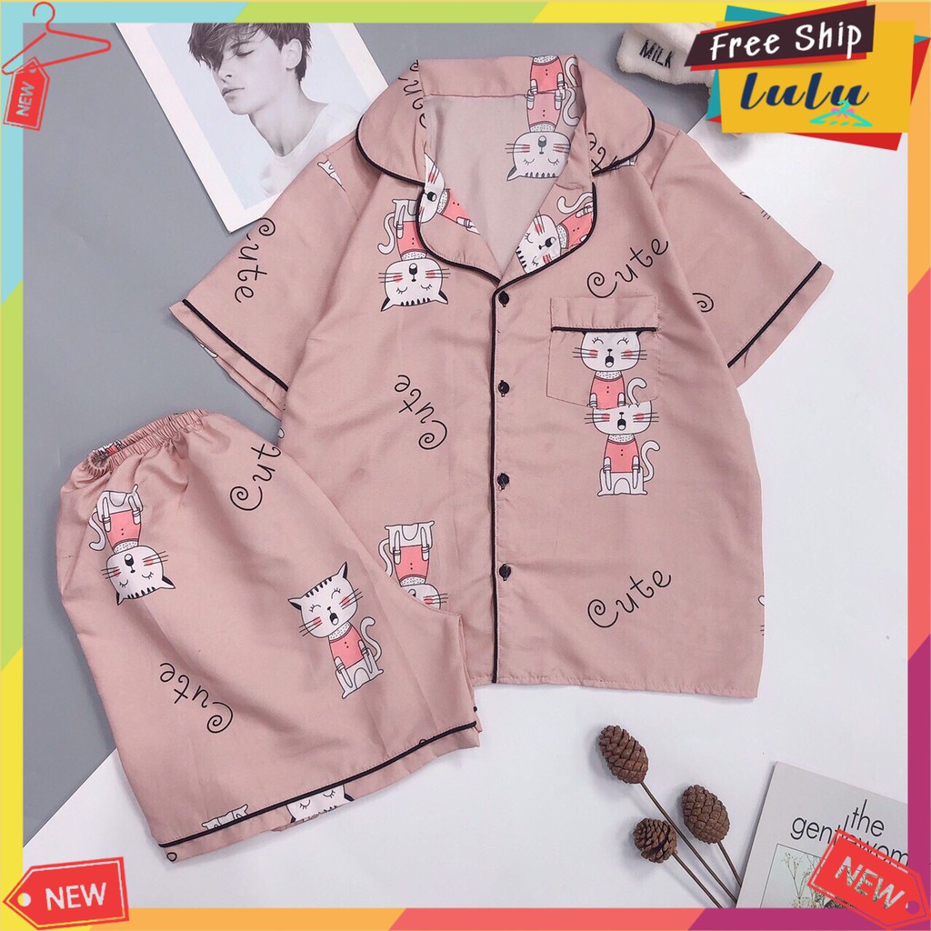 Bộ đồ ngủ nữ áo cộc quần đùi vải kate Thái freesize. Bộ đồ mặc nhà nữ áo cộc quần đùi Lulu Shop | BigBuy360 - bigbuy360.vn