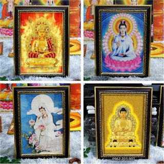 [NHIỀU MẪU] Tranh Thờ Phật Giáo size nhỏ 27x36cm bằng vải phủ bóng, khung composite xịn xò
