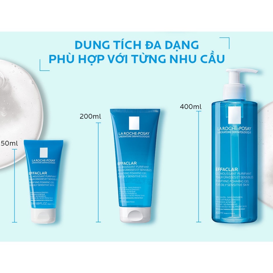Sữa Rửa Mặt La Roche Posay Cho Da Dầu Mụn Effaclar Purifying Foaming Gel 200ml & 400ml