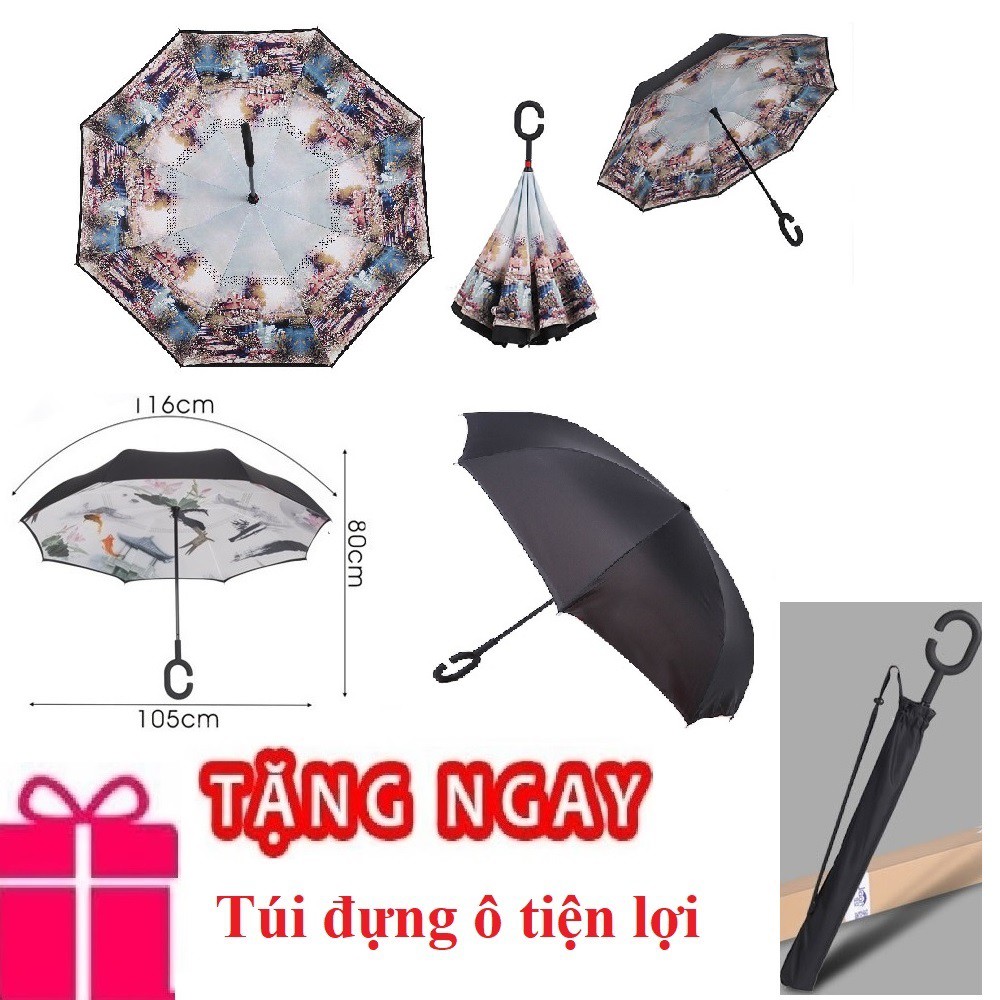 ô dù mở ngược hồ thiên nga 2 lớp tặng kèm túi đựng ô thương hiệu shopaha247 đường kính 105 cm