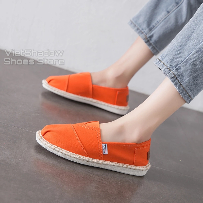 Slip on cói nữ - Giày lười vải nữ cao cấp - 3 màu (đen), (cam) và (trắng) - Mã SP B53