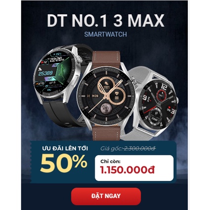 Đồng hồ thông minh cao cấp DT3 Max nghe gọi, luyện tập thể thao, chống nước hỗ trợ tiếng việt