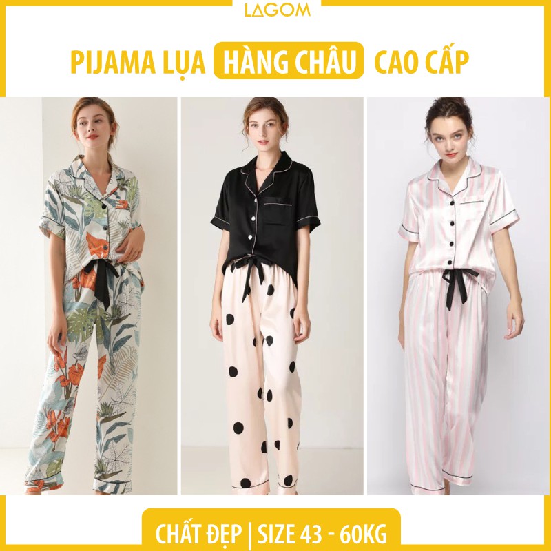 [50 MẪU] Đồ Bộ Pijama Lụa Quần Dài Tay Ngắn Cao Cấp Mịn &amp; Mướt