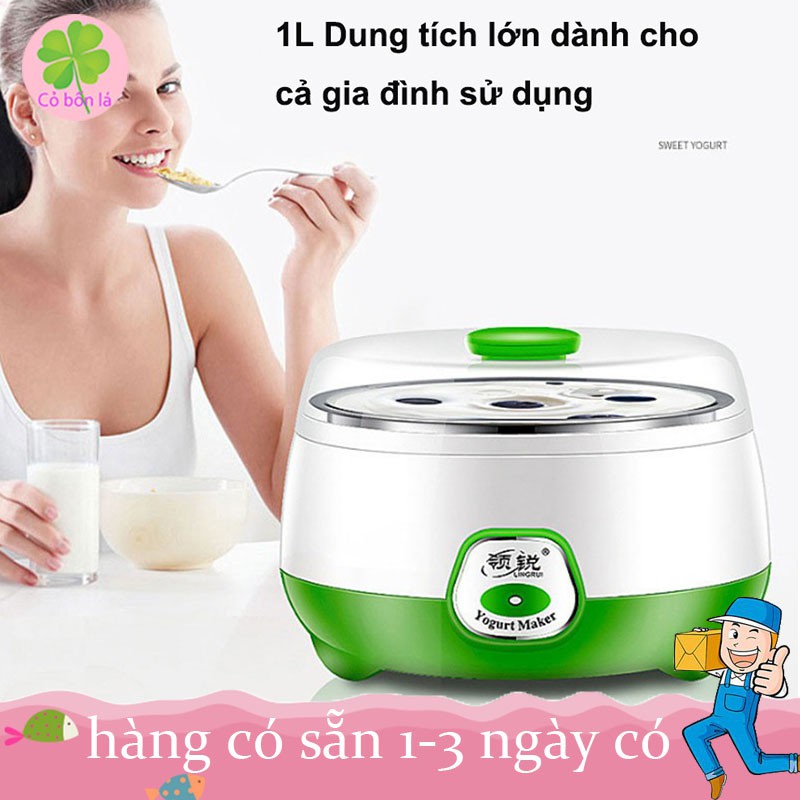 Máy Làm Sữa Chua Yogurt Maker An Toàn 1L, Hữu Ích Cho Món Sữa Chua Ngon Tuyệt Vào Mùa Hè Tặng 3 Hũ Thủy Tinh