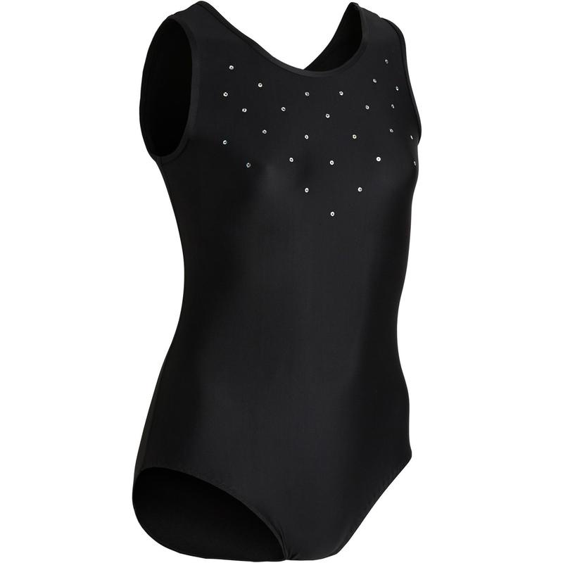 Quần áo nịt không tay cho nữ tập thể dục nghệ thuật Decathlon Domyos 120 - đen size 10 Tuổi