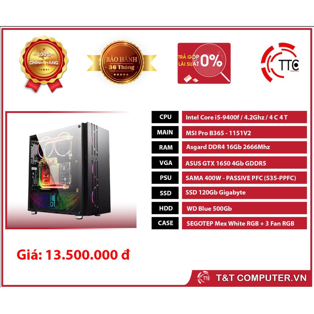 BỘ PC CHIẾN GAME I3 9400F MÀN 27 CONG ( I3 9100F / H310 / RAM 16GB / SSD 120GB / RX 570 8GB ) | BigBuy360 - bigbuy360.vn