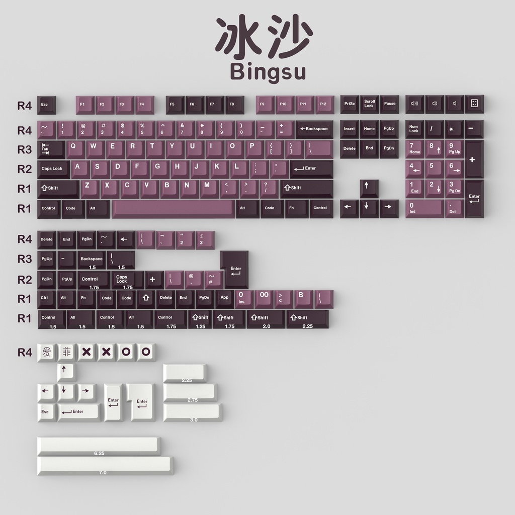 Keycap CMK Bingsu in doubleshot, 173 nút bàn phím cơ, cherry profile