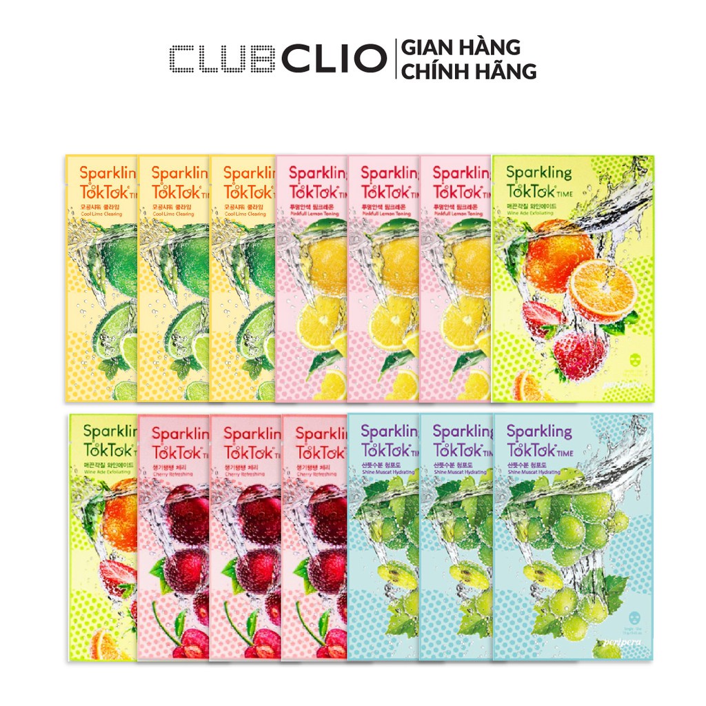 Combo 14 Miếng Mặt Nạ Giấy Peripera Sparkling Toktok Time Mask Sheet (5 loại) 18mlx 14
