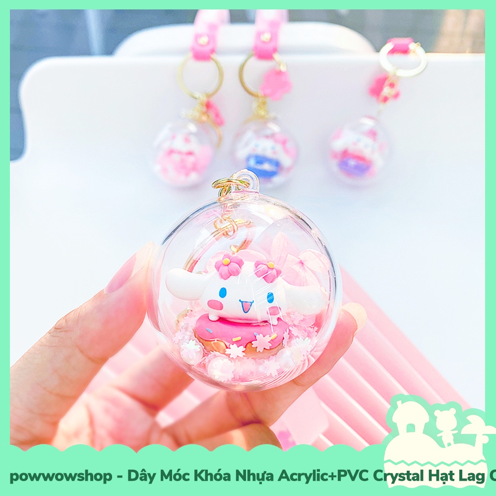 [Sẵn VN - Hỏa Tốc] Dây Móc Khóa Nhựa Trong Suốt Crystal Acrylic + PVC Mẫu Cinnamoroll Snow Sphere