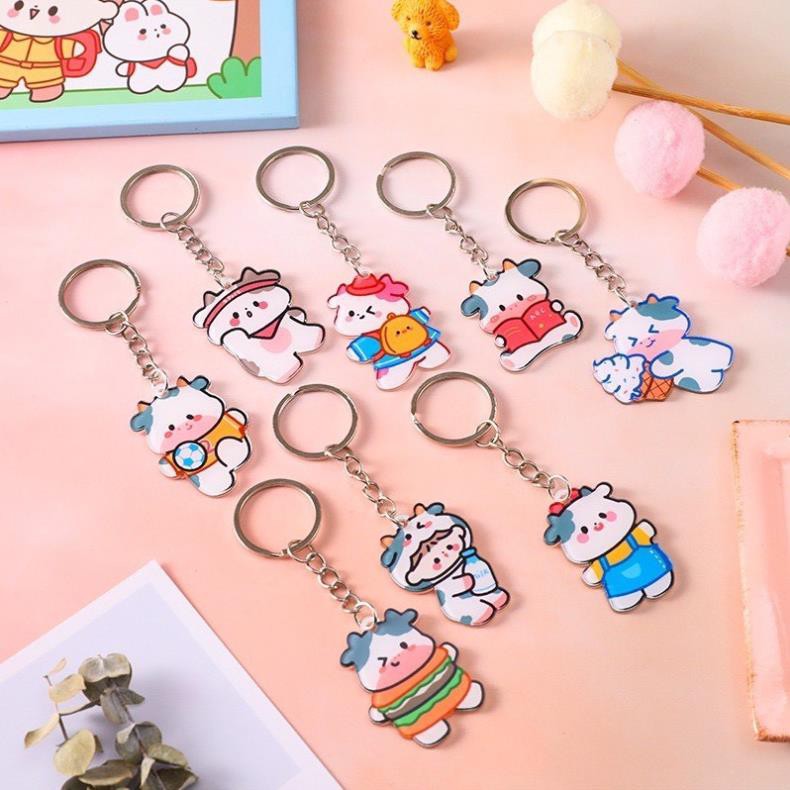 ❣️Ảnh thật ❣️ Được Chọn Mẫu- Móc Khoá Icon Sticker Hoạt Hình Bò Sữa Móc Balo Chìa Khoá❣️GIÁ SỈ