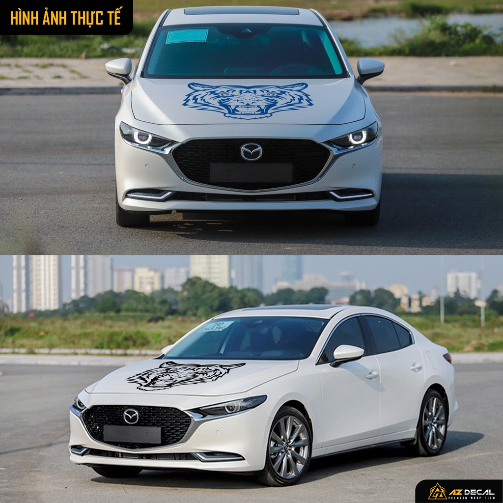 Tem Dán Nắp Capo Xe Hơi Thiết Kế Con Hổ | TCPOT-15 | Decal Decan Dán Xe Ô Tô Oto Chống Nước Hình Dán Đẹp Nhất