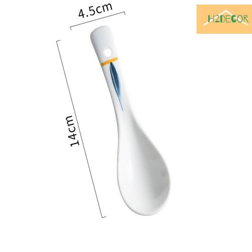 Thìa gốm hoạ tiết phong cách nhật bản thìa sứ men cao cấp H2decor