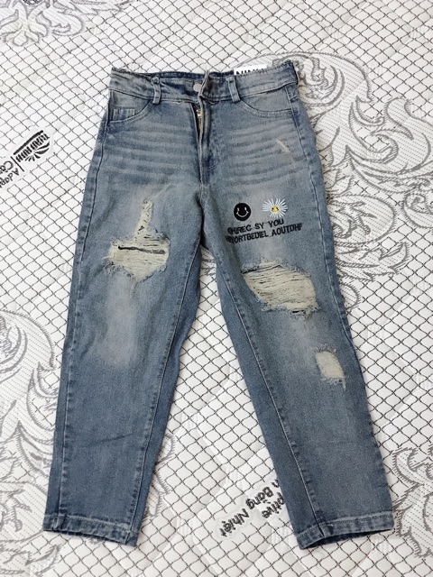 QUẦN BAGGY RÁCH THÊU HOA CÚC