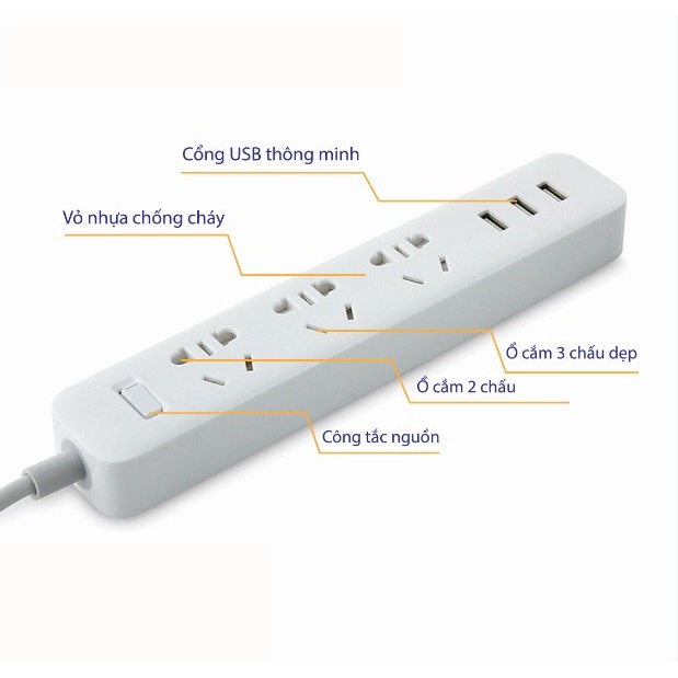 Ổ Cắm điện Xiaomi Mi Power Strip 3 Cổng USB