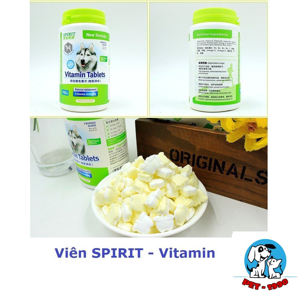 Viên SIPRIT Bổ Sung Dinh Dưỡng Canxi / Dưỡng Lông / Vitamin D / Khoáng Cho Chó Mèo
