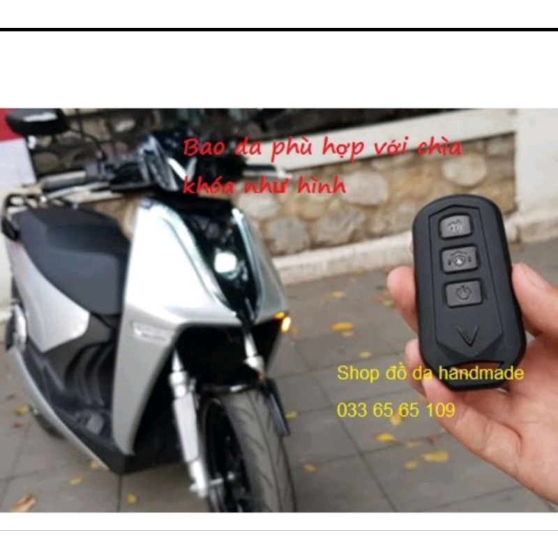 Bao da chìa khóa xe điện vinfast theon,vento bằng da bò,tặng kèm móc