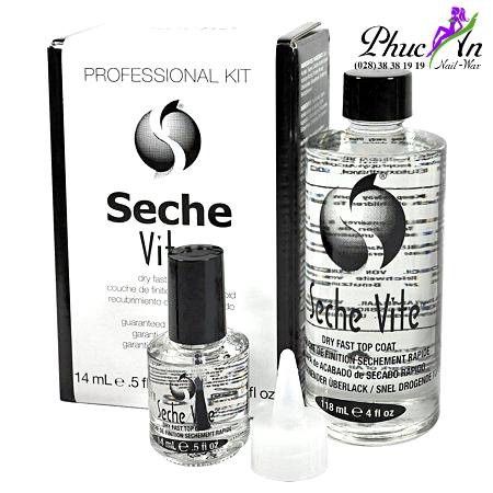 ComBo Kit Sơn Bóng Top Coat Seche Vite First Dry 83040 - 118mL+14mL  #4oz+0.5oz nhanh khô nhất thế giới