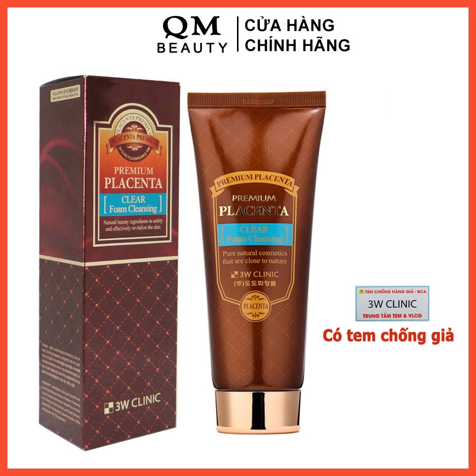 Sữa rửa mặt 3W Clinic Premium Placenta tinh chất từ nhau thai cừu Hàn Quốc 180ml