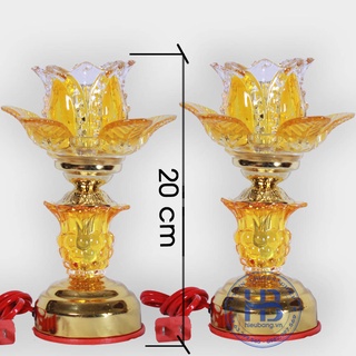 Đèn thờ điện Led Pha lê 1 bông Vàng 20cm