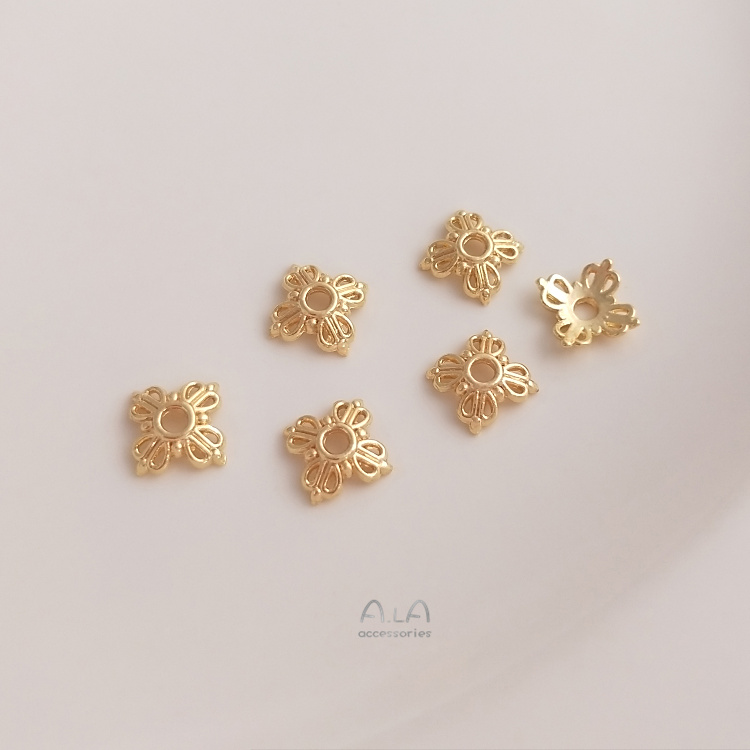 Set 10 Hạt Rỗng Nhỏ Hoa Cúc / Ngôi Sao / Hoa Cúc Rỗng 14k