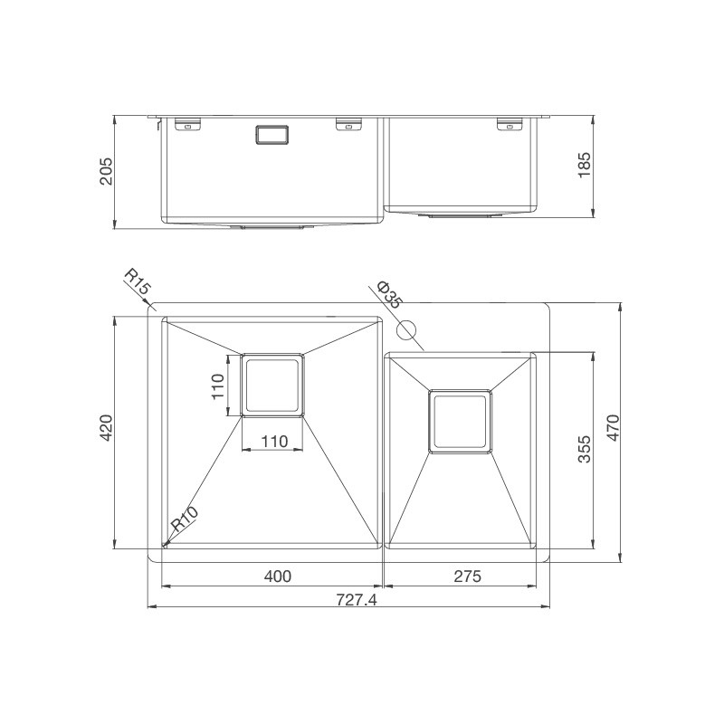 Chậu rửa chén inox Malloca MS 620T - 2 Hộc - Hàng chính hãng