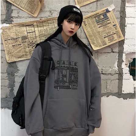 Áo Khoác Hoodie Nỉ Bông CAKE màu NÂU/ĐEN/XÁM  Nam nữ unisex/Áo hoodie có mũ form rộng Jaystoree