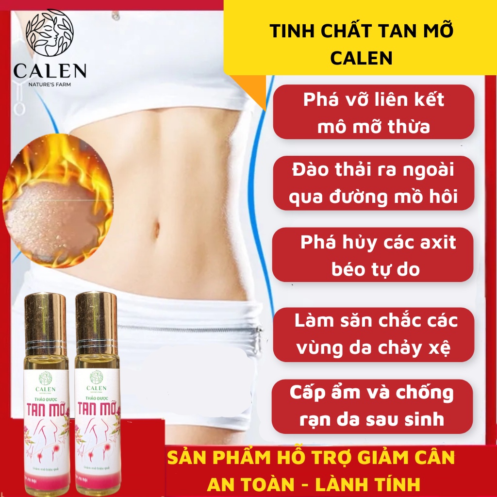 Lăn tan mỡ bụng giảm cân Calen Nature Farm, loại bỏ vùng mỡ thừa, tạo vóc dáng săn chai 10ml