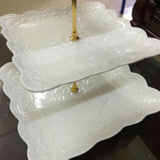 Khay mứt sứ dập hoa 3 tầng