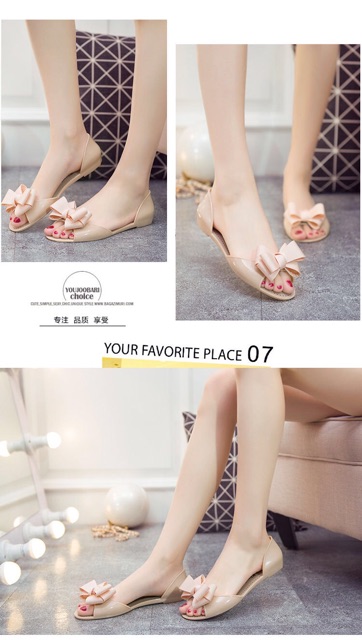 GIÀY NHỰA DẺO HÀN QUỐC NƠ ĐẾ ĐEN | BigBuy360 - bigbuy360.vn