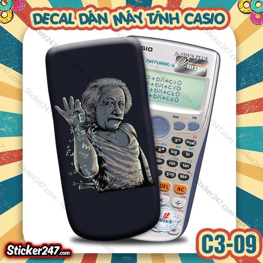 Miếng Decal Dán Máy Tính Casio Vinacal FX500 FX570 FX580 - 570ES 570EX 680EX Chủ Đề Math Môn Toán, dùng decor trang trí