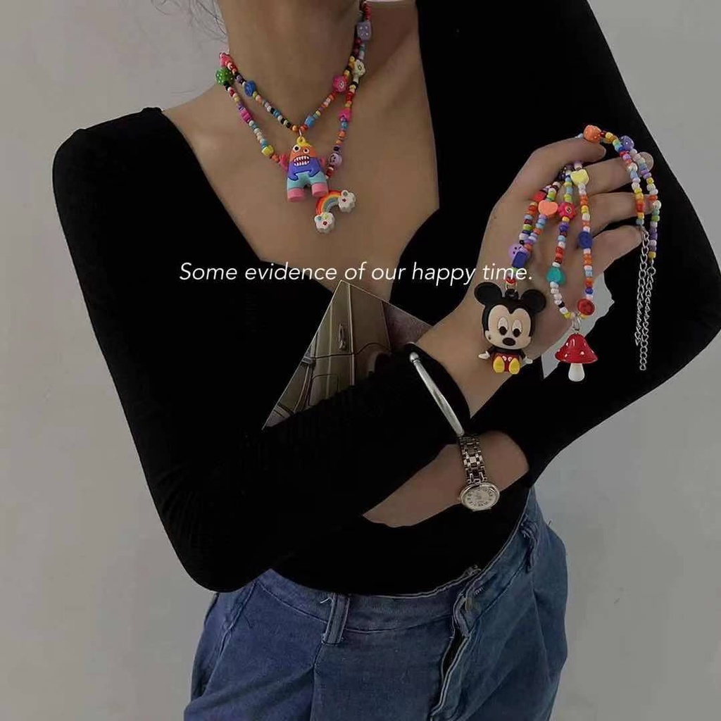 Dây Chuyền Mặt Quái Vật Hoạt Hình Nhiều Màu Sắc Phong Cách Giáng Sinh Mới Cho Nữ Coll
