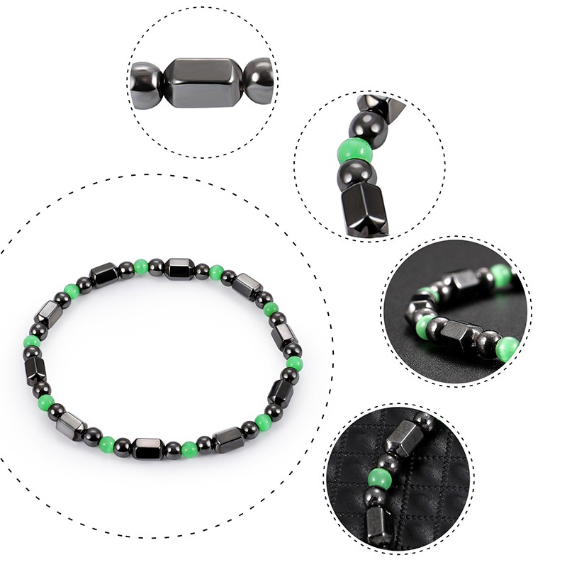 1 Vòng Tay Chuỗi Hạt Nam Châm Đen Thời Trang Unisex