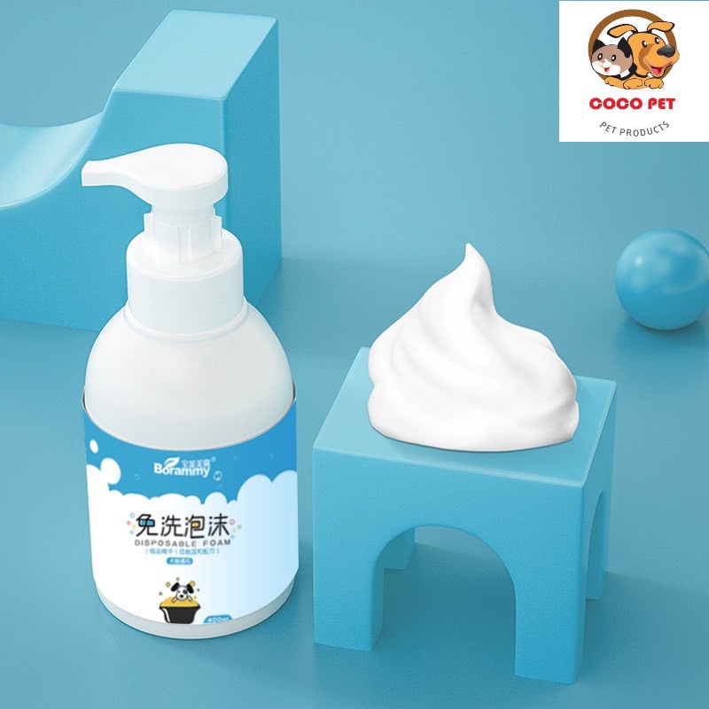 Sữa Tắm Khô Cho Chó mèo/Bọt Tắm Khô Borammy 400ml Tiện Dụng Không Cần Nước Làm Sạch Dịu Nhẹ Không Gây Kích Ứng