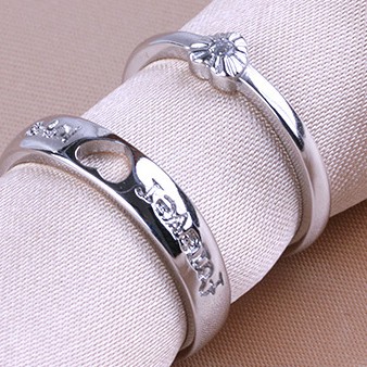 925 Nhẫn Đôi Nhẫn Cặp Bạc Hình Trái Tim Nam Nữ Nhẫn Có Thể Điều Chỉnh Trang Sức