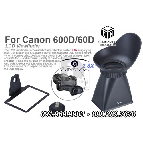 LCD VIEW FINDER ỐNG NGẮM LCD RÕ NÉT 3D CHO CANON 600D 60D DSLR V3