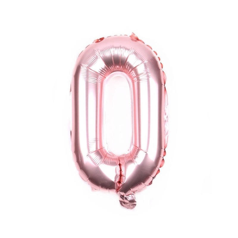 Bong bóng lá nhôm hình số 0-9 màu vàng hồng 16 inch