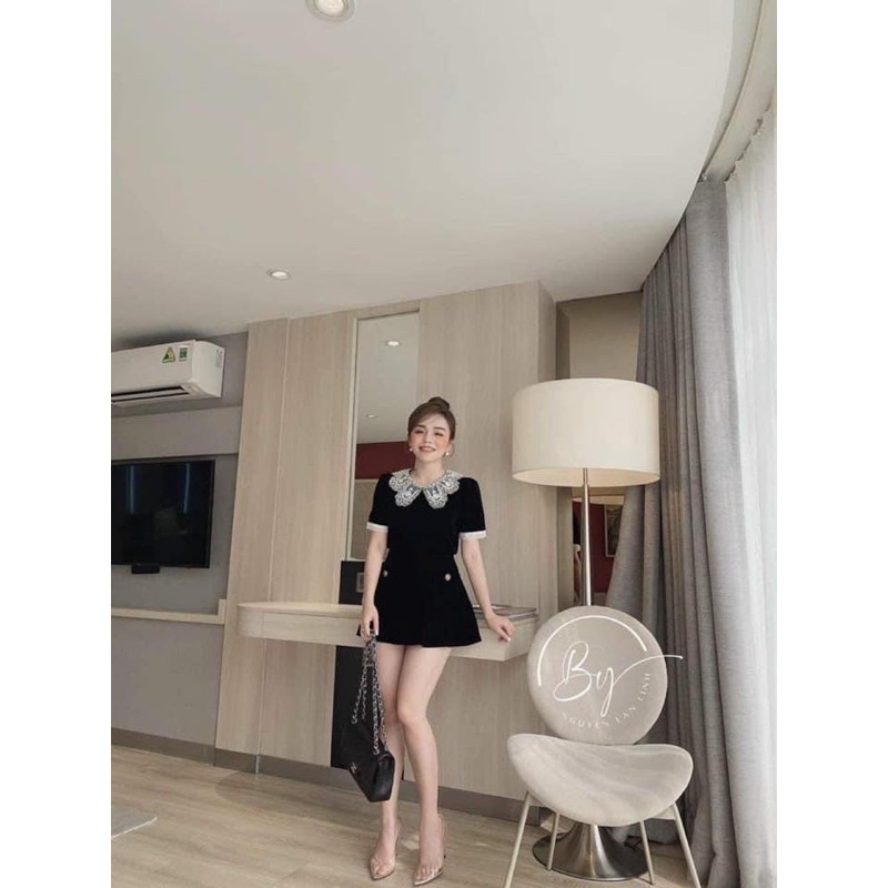 ẢNH CHỤP THẬT SET NHUNG ÁO CỔ REN#200k