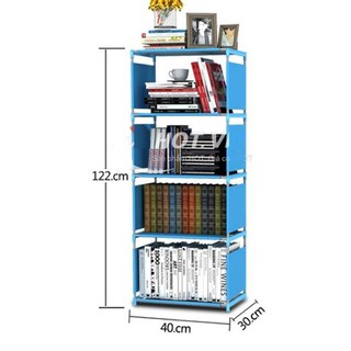 Kệ sách nhựa 4 tầng  đa năng màu xanh