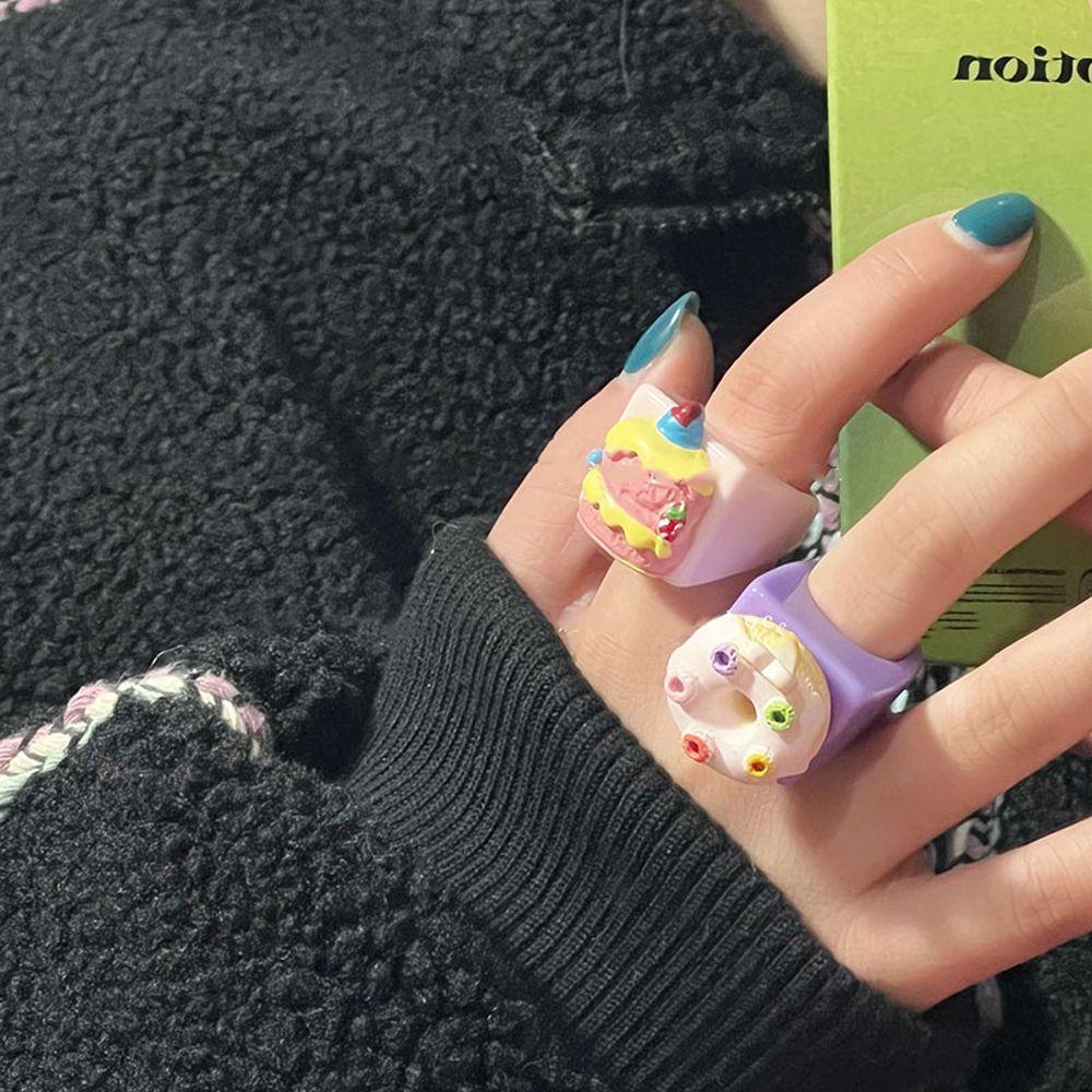 JARRED Nhẫn Nhựa Hình Trái Dâu Tây Dễ Thương Cho Nữ