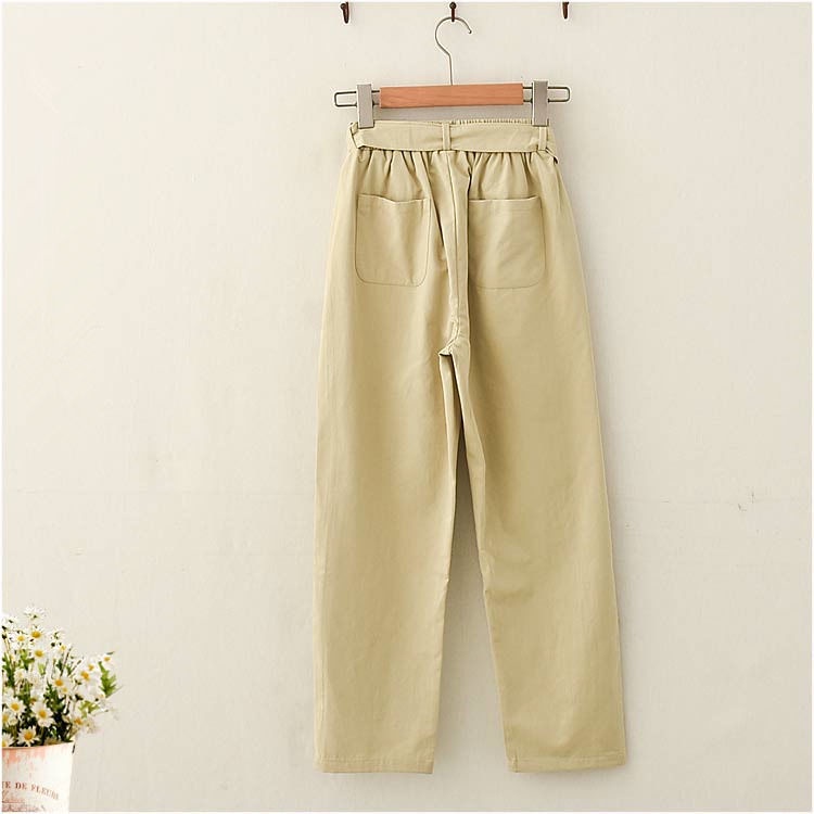 Quần Dài Thêu Hình Mèo Phong Cách Mori Nhật Bản Cho Trẻ Em