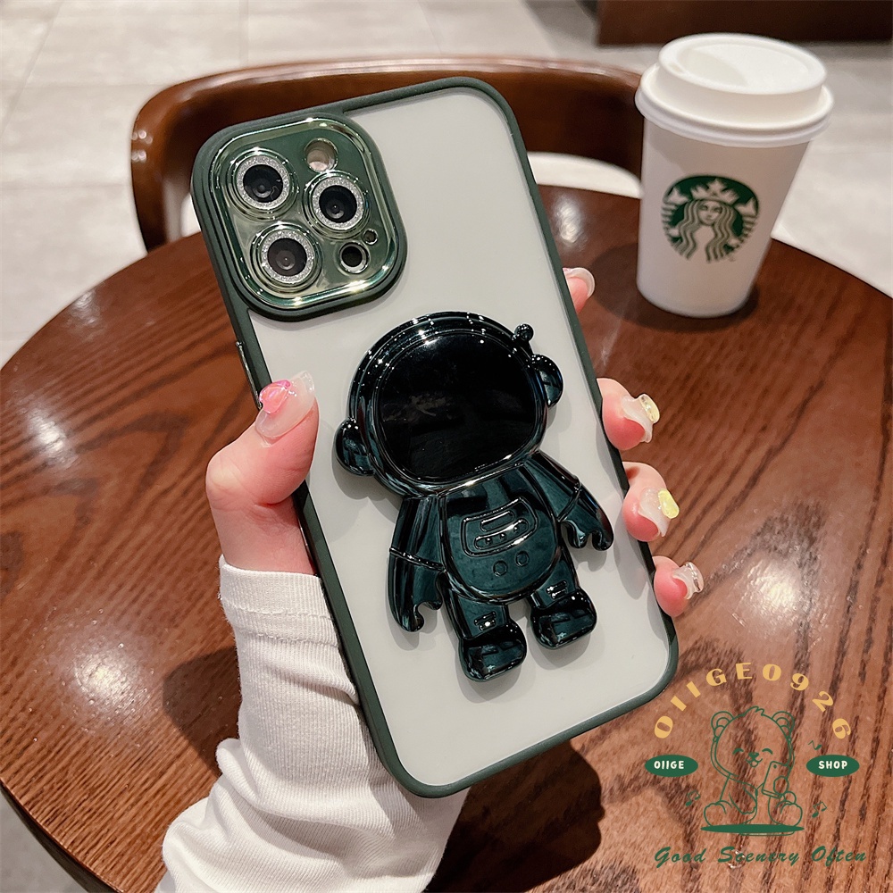 Ốp Điện Thoại Cứng Mạ Điện Hình Phi Hành Gia Có Giá Đỡ Cho Iphone 13 12 11 Pro Max Xs Max Xr 8 7Plus