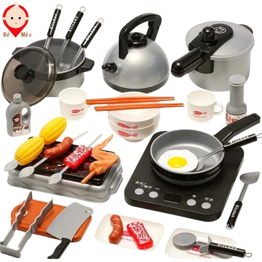 Bộ Đồ Chơi Nấu Ăn Kitchen Home 36 Món- Nhà Bếp Mini Cao Cấp An Toàn Cho Bé Vui Chơi Giảir Trí- Shop Bố Mốc