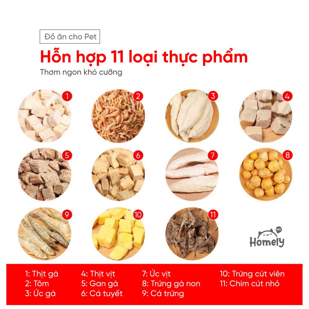 Thức ăn đông khô cho chó mèo 13 loại thịt sấy khô cao cấp hộp 680g