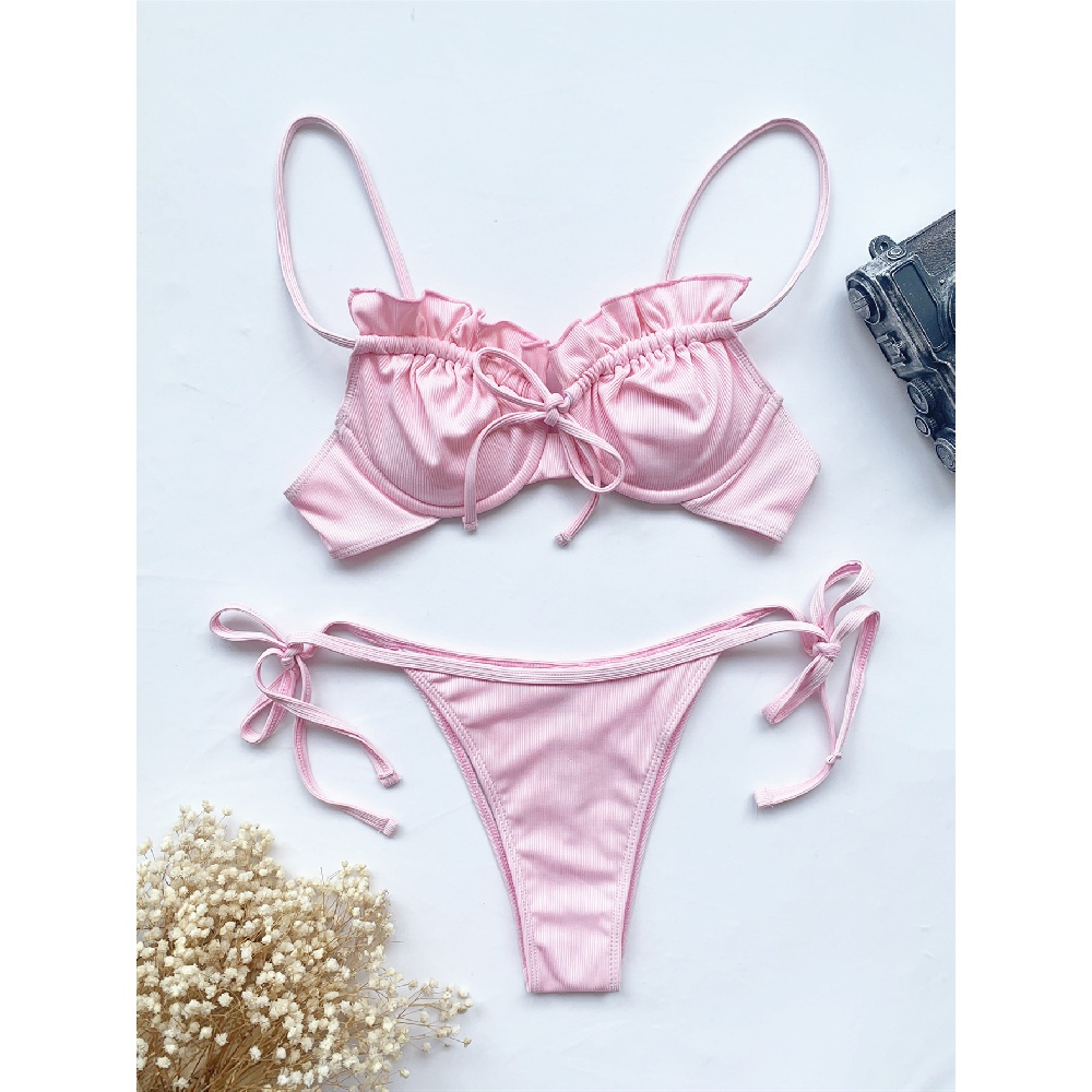 5 Colors Neon Orange Lace Bordered Women Bikini Sets Padded Summer Bandage Bikini ZJ07 | BigBuy360 - bigbuy360.vn