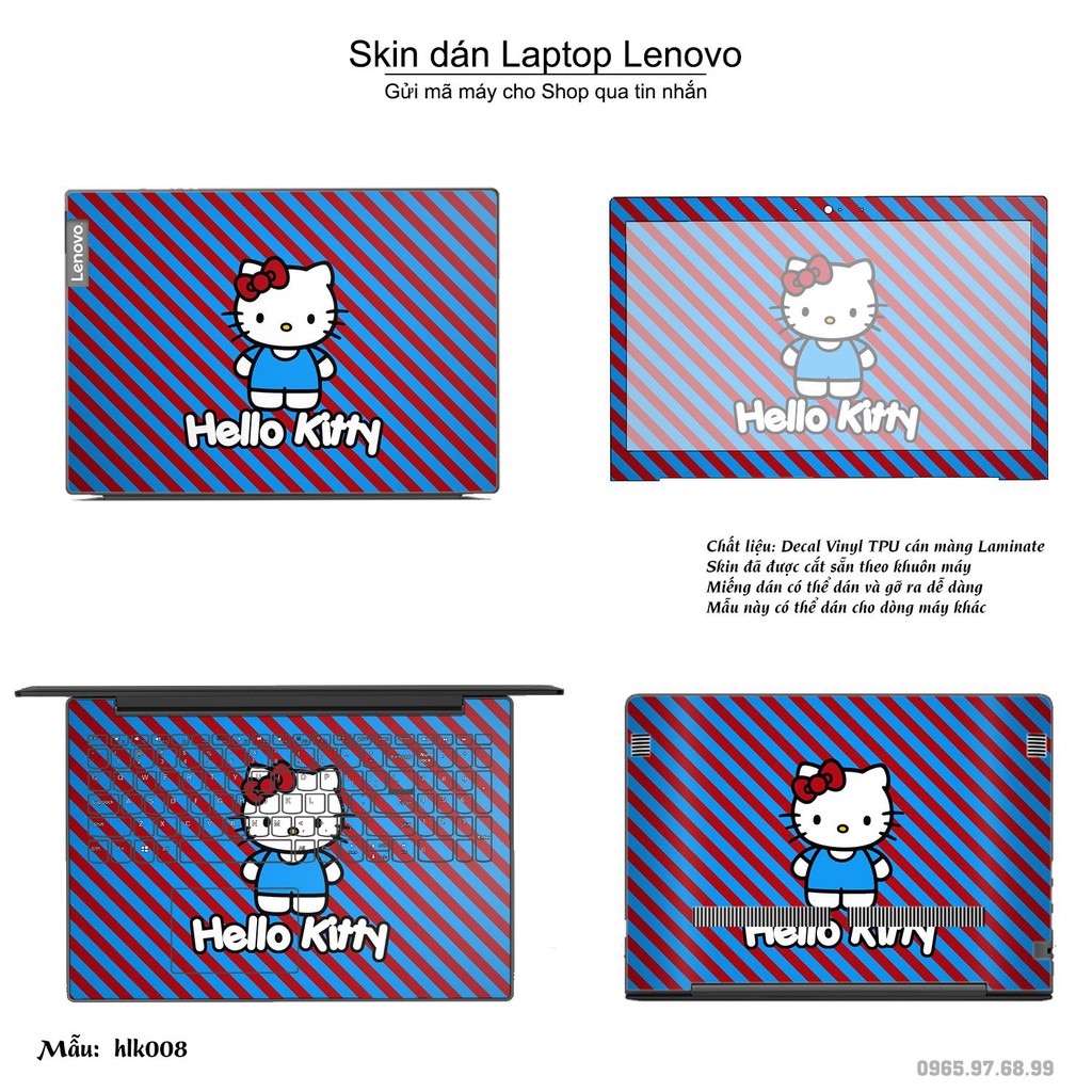 Skin dán Laptop Lenovo in hình Hello Kitty (inbox mã máy cho Shop)