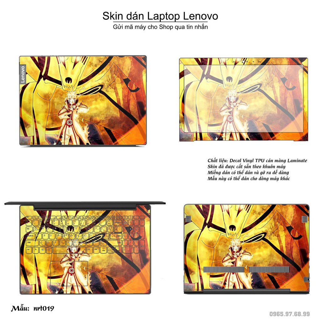 Skin dán Laptop Lenovo in hình Naruto (inbox mã máy cho Shop)